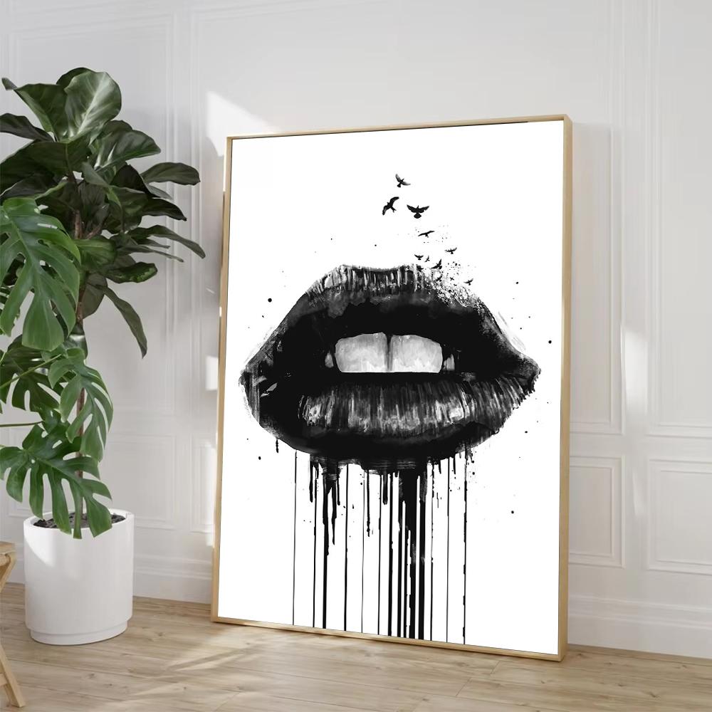 Luxury Modern Golden Lips Money Flower Poster Print Abstract Canvas Painting Wall Minimalist Art for Living Room Home Decoration