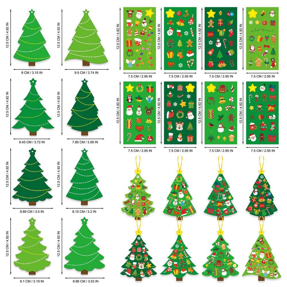 Christmas Crafts For Kids 2D Decorations With Stickers Make Christmas Ornaments For Kids Adults Tree Holiday Classroom Class