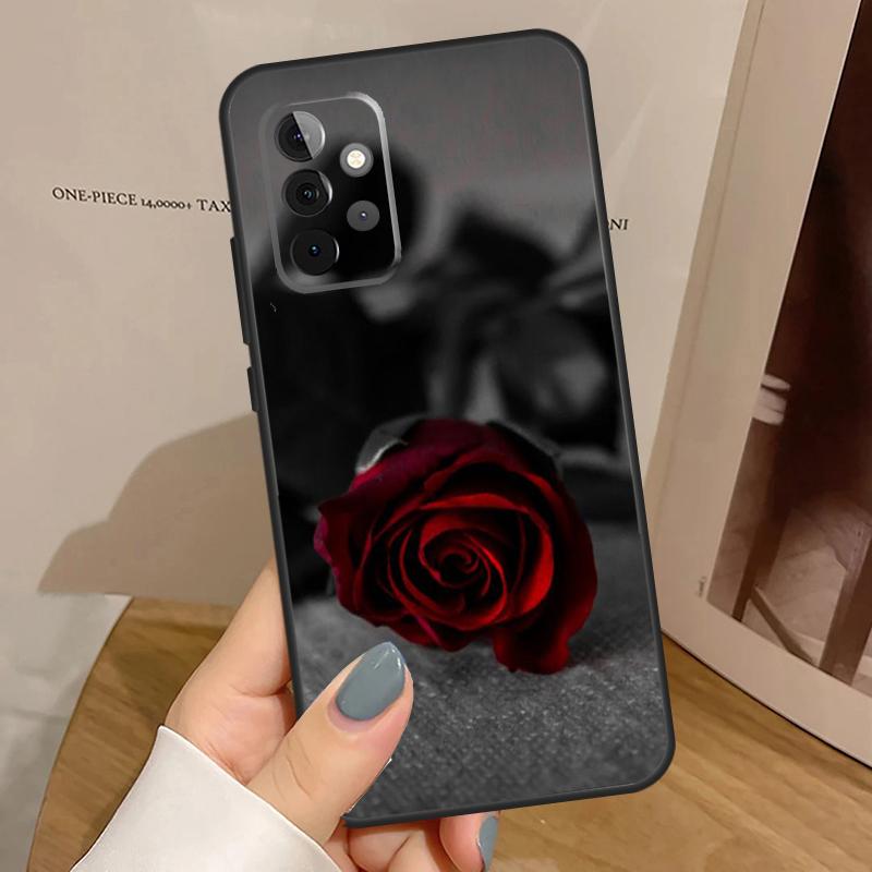 Red Rose Flower Case For Samsung Galaxy A15 A16 A17 A26 A36 A56 A55 A35 A52 A32 A12 A53 A33 A13 A14 A34 A54