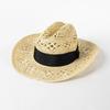 2023 New Fashion Casual Hollowed Out Hand Braided Bow Webbing Cowboy Straw Hat Outdoor Travel Sun Protection Sunshade Straw Hat