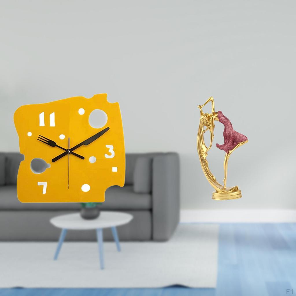 Nordic Minimalist Cheese Clock And Ballet Dancing Girl Statue Ballerina Dancer Sculpture Resin Art