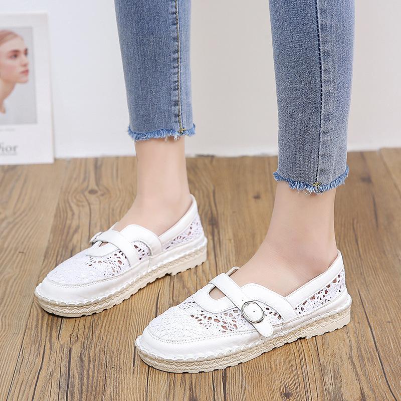 Fashion Hot Selling Women's Loafers Lace Hollow-out Elegant Women Flat Shoes Fashion Non-slip Versatile Ladies Shoes Solid Color Causal