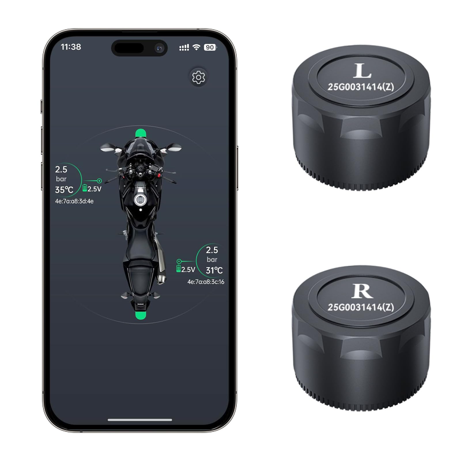 OBEST TPMS Air Pressure Sensor Motorcycle Check with Smartphone Instant