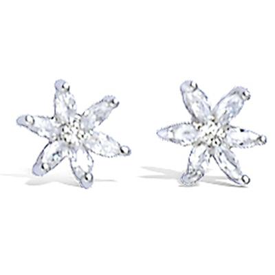 [K6672] - Silver Earrings 'Flora' Silver White (rhodium-plated) - 8 Mm