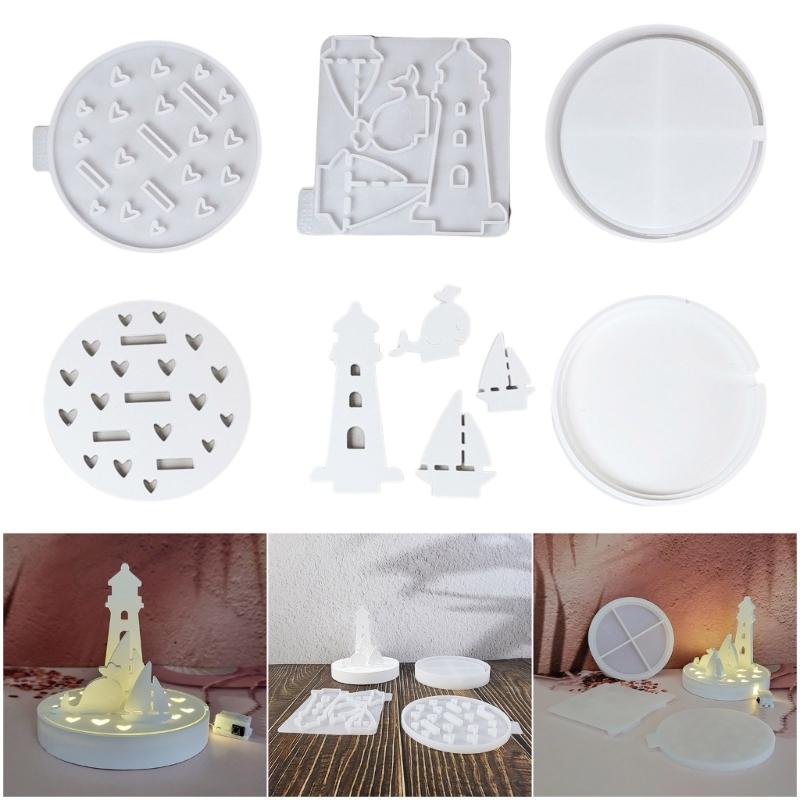 3PCS Baking Molds Nautically Decors Lighthouse Anchors Ship Wheel Crafting Supplies Silicone Texture for Various Occasion