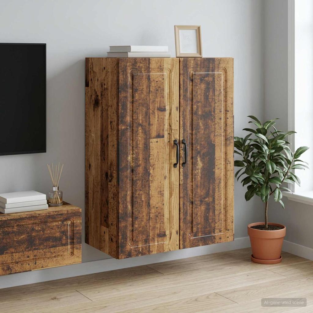 Wall Mounted Cabinet in Reclaimed Wood Style 66 x 34.5 x 90 cm Engineered Wood