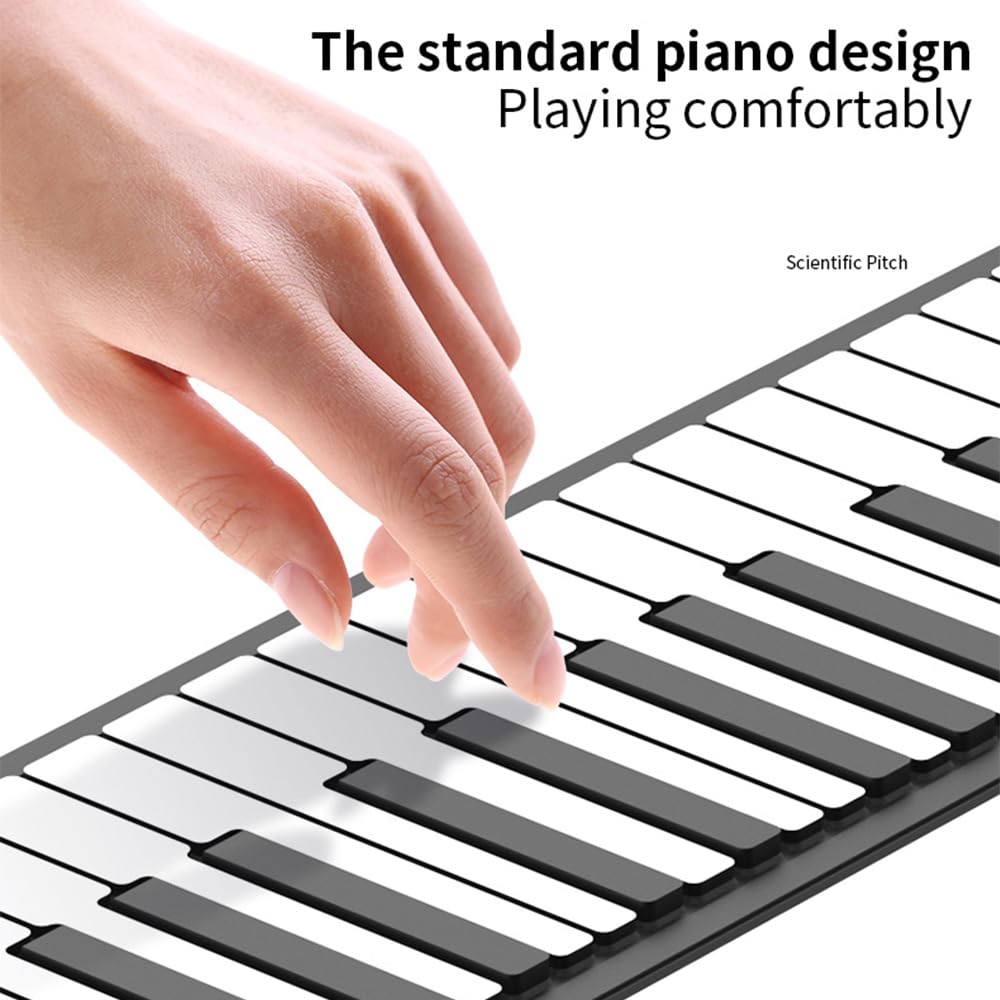 Btuty Electronic Hand Roll Silicone Folding Piano with No MIDI Travel Piano for Beginners Roll-Up Piano, 88-Key Piano, Built-in Speaker, Function,