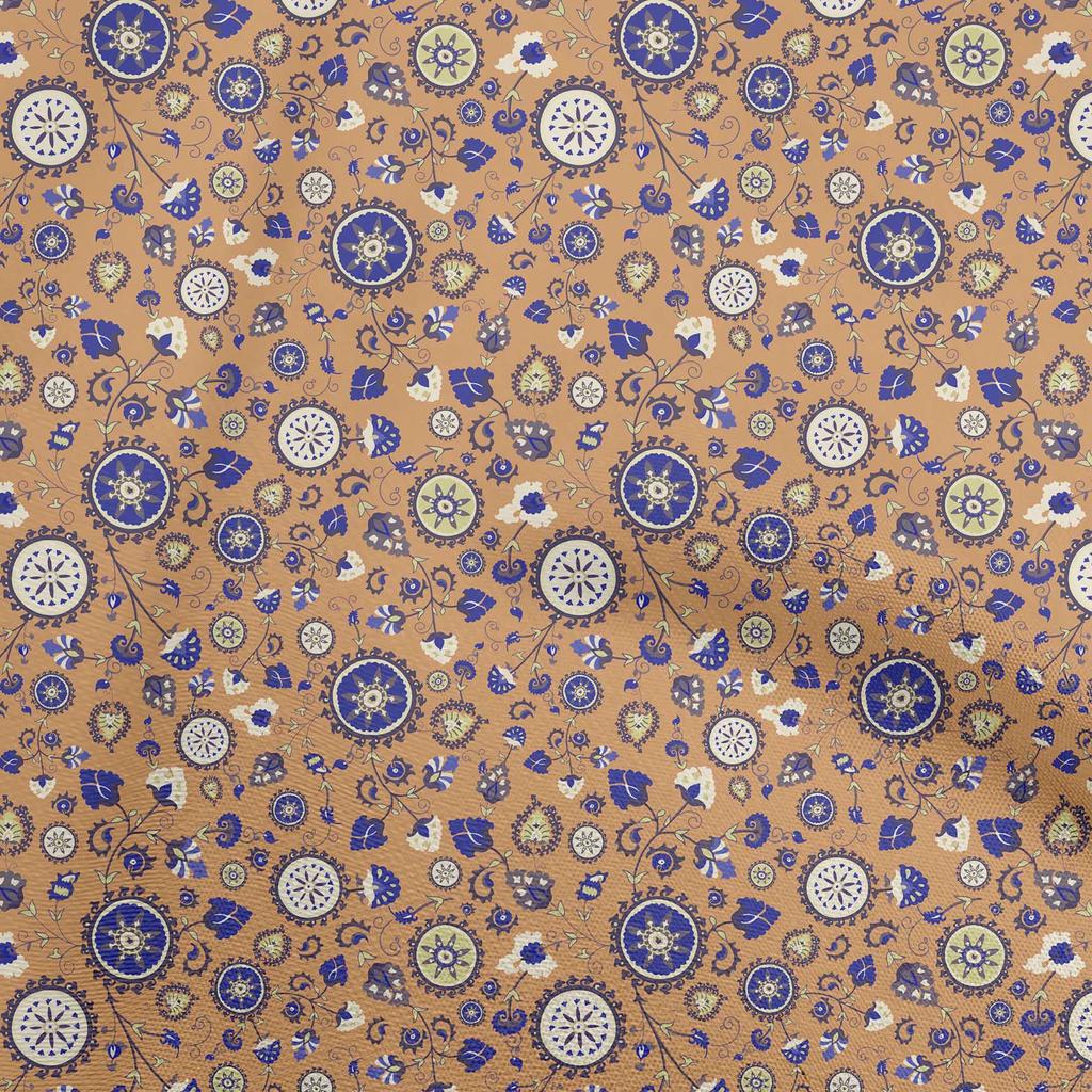 oneOone Cotton Flex Dusty Green Fabric Asian Suzani  Dress Material Fabric Print Fabric By The Yard 40 Inch