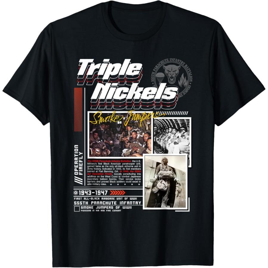 Triple Nickels Smoke Jumpers 555th Parachute Infantry WWII T-Shirt XXXXXL чёрный