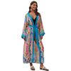 2024 European-American Rayon Beach Cover-up Cardigan: Bikini Swimsuit Sunscreen Shirt