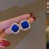 Noblewoman Double-Layer Rhinestone Square Diamond Stud Earrings - 2025 Autumn/Winter Collection