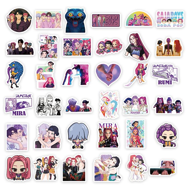 74Pcs Anime Kpop Demon Hunters Stickers Diy Scrapbooking Phone Luggage Skateboard Waterproof Decal Decor