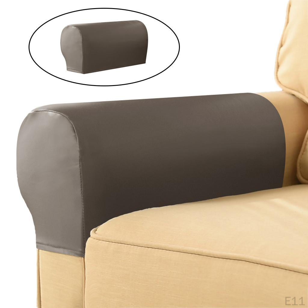 Anti-Slip Sofa Armrest Covers Stretchy PU Leather Slipcovers Waterproof for Dining Room