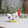 Wooden Small Reed Flower Rooster Figurine Cute Miniature Zodiac Chicken Figures Book Nook Ornament Cartoon Animal Wooden Gift