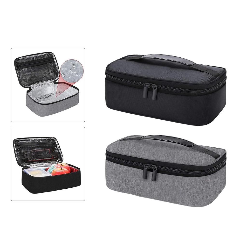 Portable Insulated Lunch Box Leakproof Tote Bag for Picnic Office Work Black