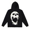Mens Oversized Hoodie With Embroidered Skull Spine Design Streetwear Casual Pullover Cotton Blend Loose Fit