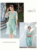 Elegant Silk Dress with Waist-Cinched Print