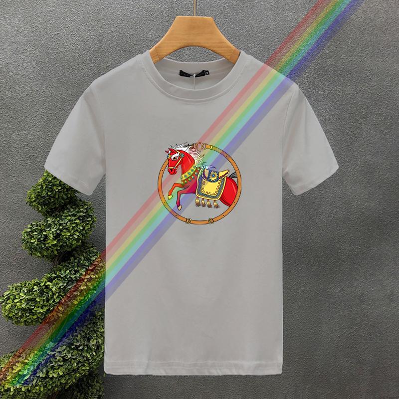 

2026 Spring Summer New Knitwear Womens H Horse Print Highgrade Fashion Cotton Printed Pullover Mwomens Knitwear Short Sleeve 3XL