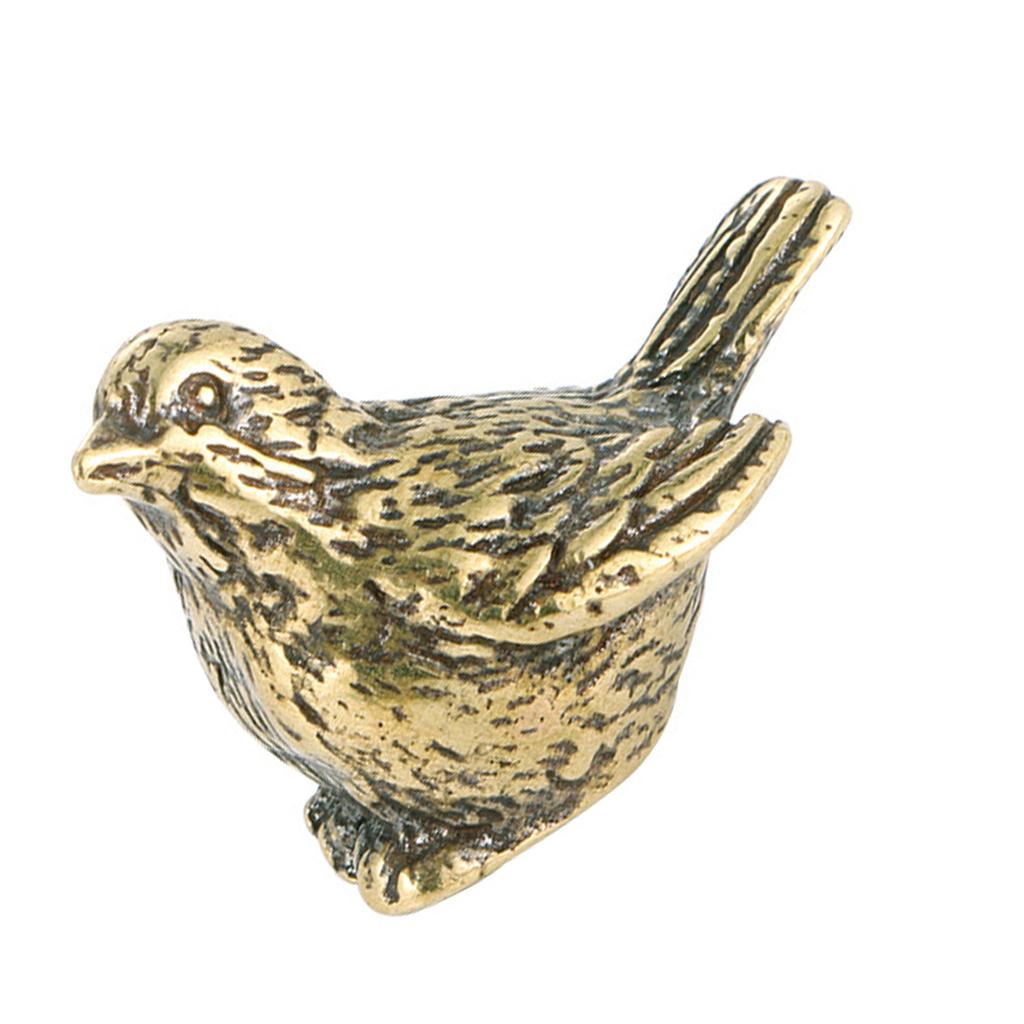 Handcrafted Sparrow Bird Sculpture Solid Brass Antique Look Decorative Accent For Home Office Desk Mantelpiece Ornament