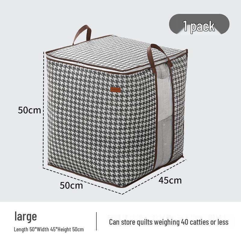 

Moisture-Proof Plaid Quilt Storage Bag - Large Capacity, Mold-Resistant, Non-Woven Fabric