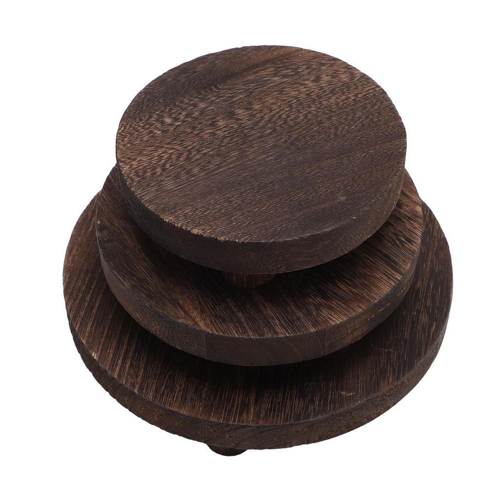 3 Stück Holz Pflanzenständer Blumentopfhalter Aromatherapie Kerzenständer Modernes Rundes Holz Podest für Bad