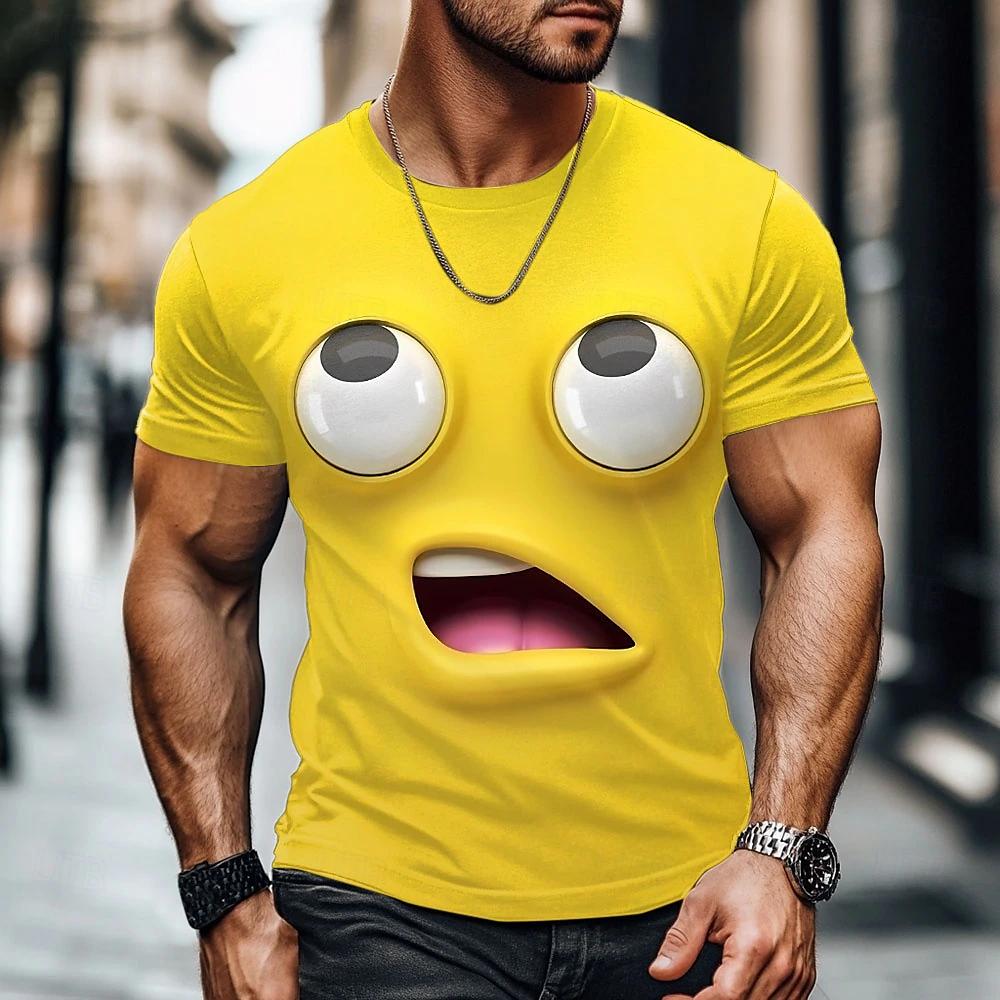 Funny Quirky Graphic T-shirt Clothing Summer Quick Drying Daily Men's Short Sleeve Tee Fashion New Cartoon Face T Shirts For Man