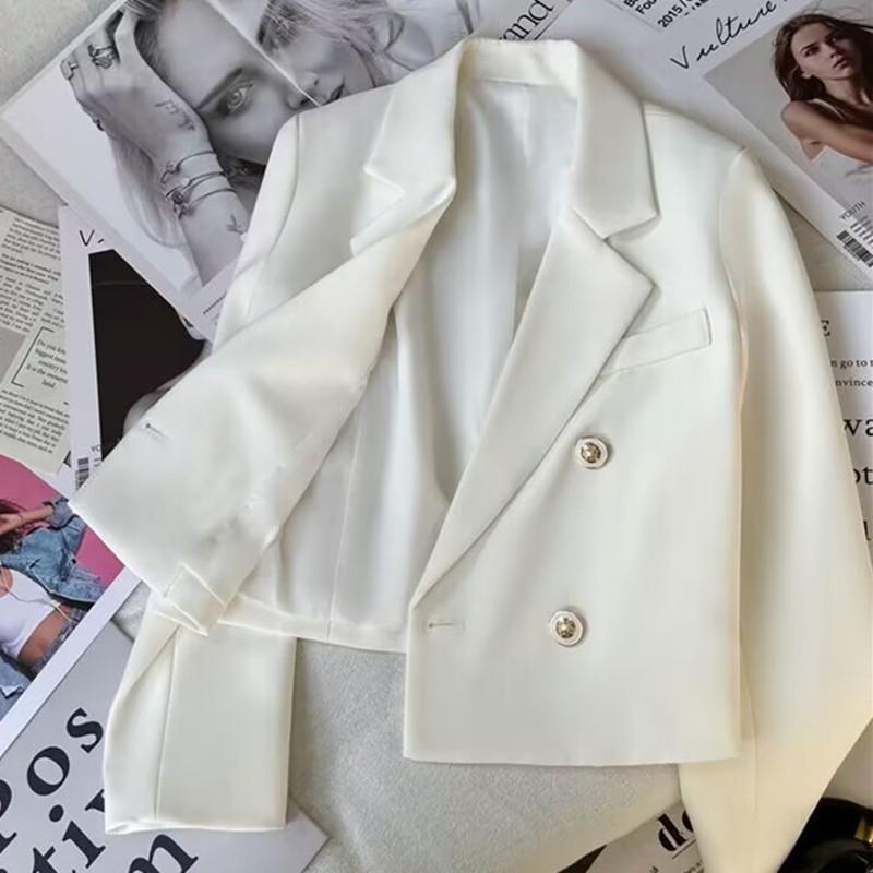 Women's Petite Casual Pink Suit Jacket - Korean & British Style for Spring and Autumn