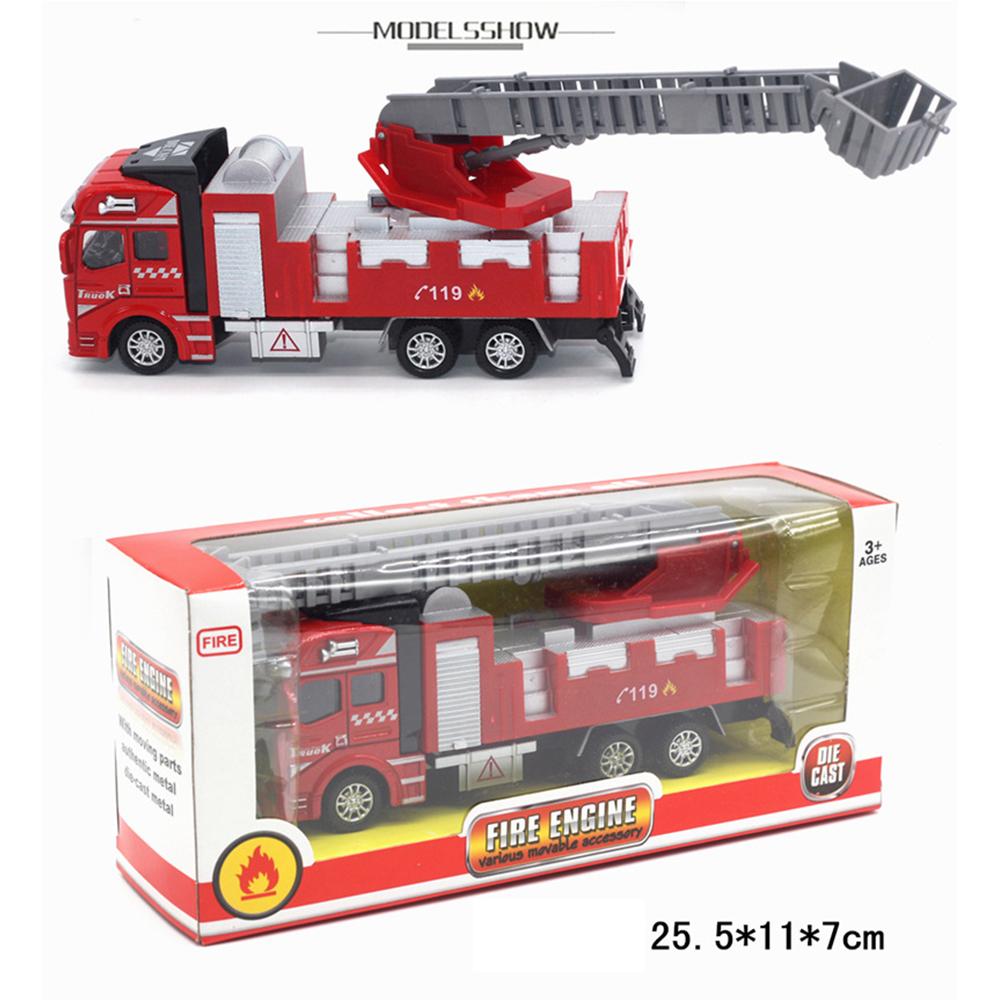 

1/48 Дитяча іграшкова модель пожежної машини Pull Back Литі під тиском та іграшки Транспортні засоби Подарунок на день народження для хлопчика 1/48-Size:21.5*9*5.2cm червоний