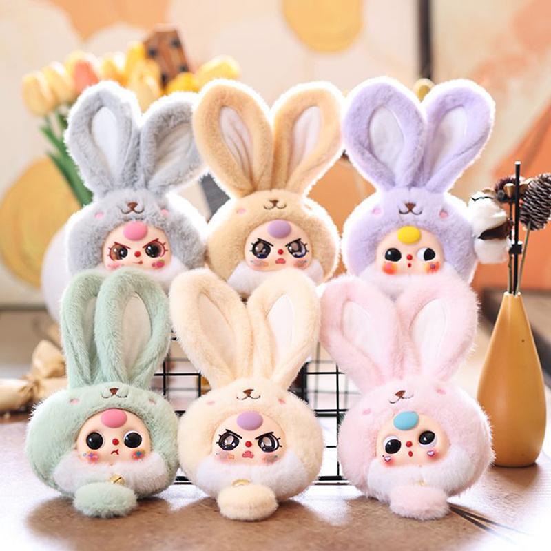 1 Piece Kawaii Doll Pendant Ornament Baby Three Mini Wealth Rabbit Series Action Figures Plush Toys Surprise Gift