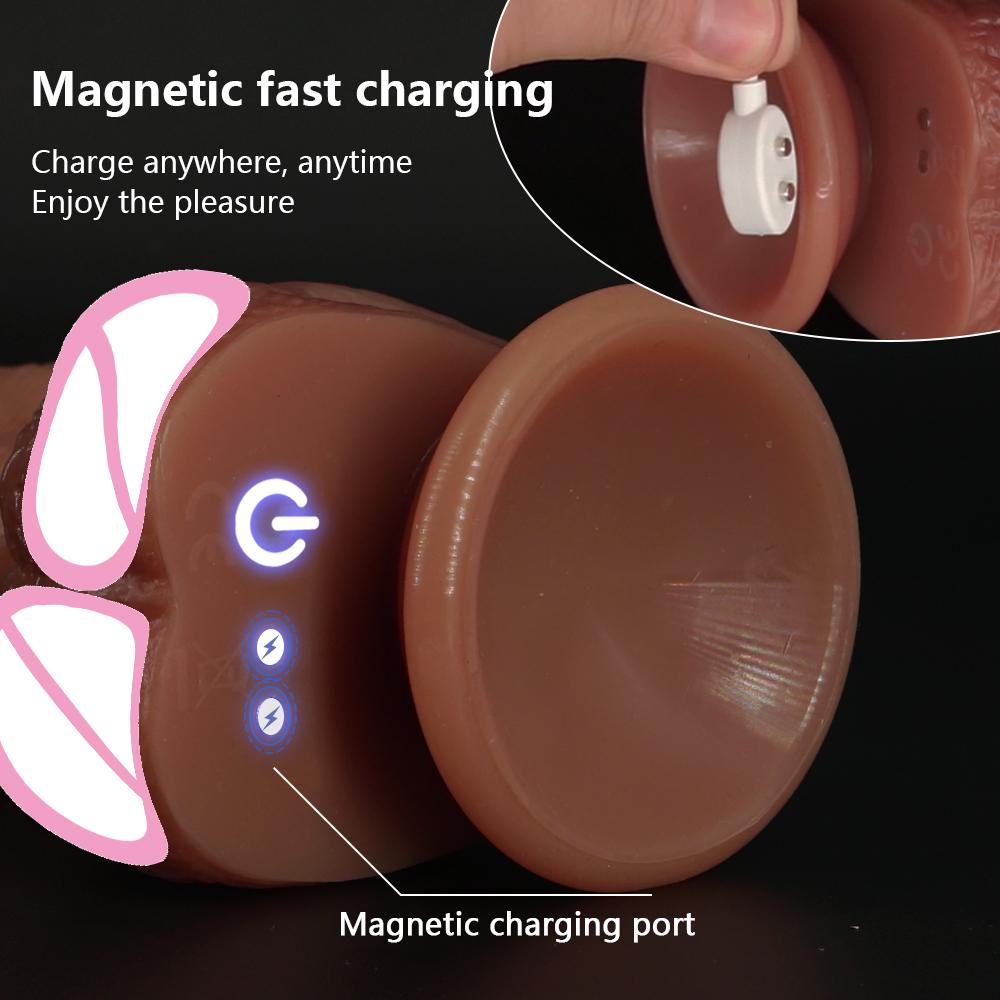 Automatické teleskopické dildo s přísavkou Wireless Remote G Spot Vibrator Bezdrátové dálkové vyhřívání Penis Sex Toy Big Dildo