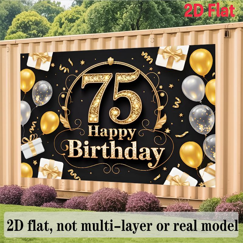Party Backdrop 75Th Birthday Flat Designed Joyful Serves Photos Well Event Backdrop Decoration Birthday Party Decor