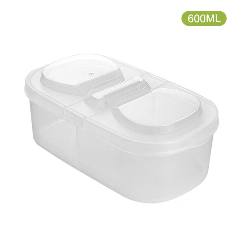 

Двухсекционный закрытый кухонный контейнер для хранения продуктов и зерна, многофункциональный, для холодильника, пластиковый, для свежести