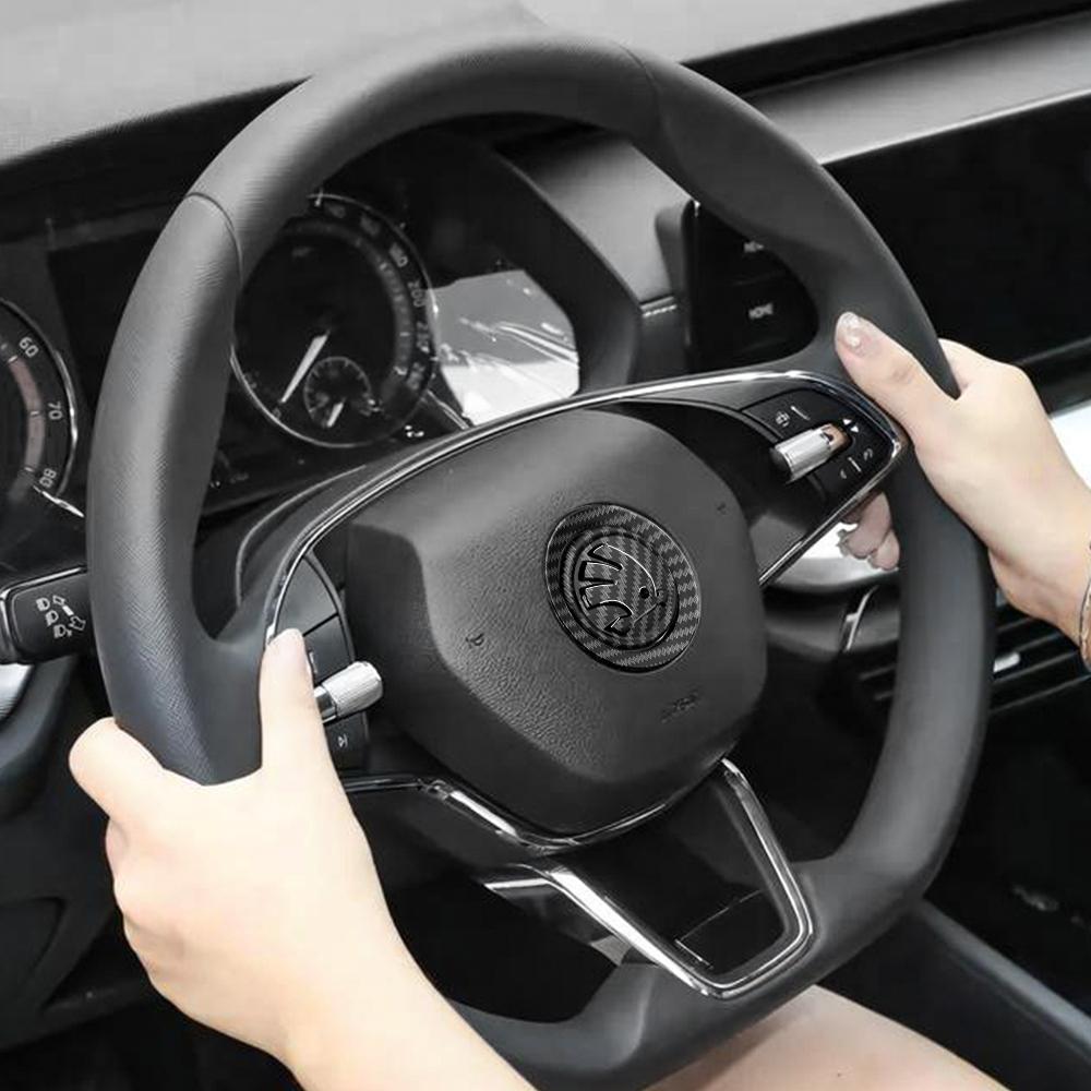 2025 New 1pcs Car Steering Wheel Emblem Cover Decoration Sticker for Skoda Octavia Yeti VRS Roomster Citigo Combi Visions RS Eny