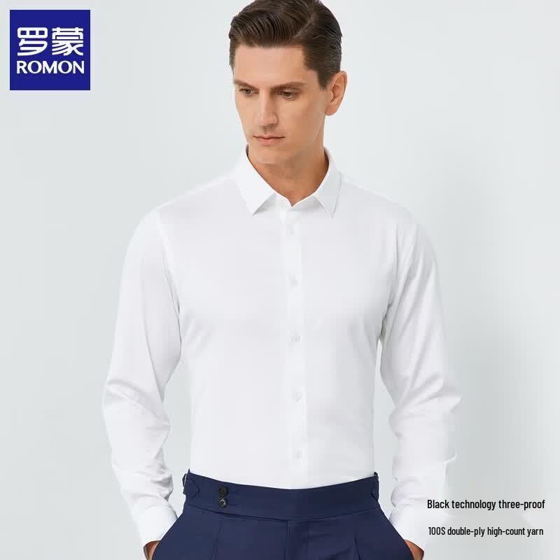 Luomeng Men s Slim-Fit Non-Iron Long-Sleeve Business Shirt 40