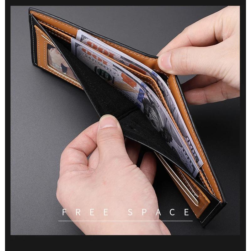 Carbon Fiber Multi Slot Wallet For Men, Short Zipper Coin Purse, Business Anti-Theft Brush Men'S Card Bag Integrated