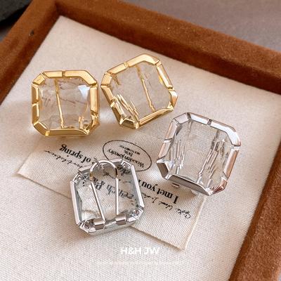 Crystal Square Earrings European Fashion Elegant Jewelry