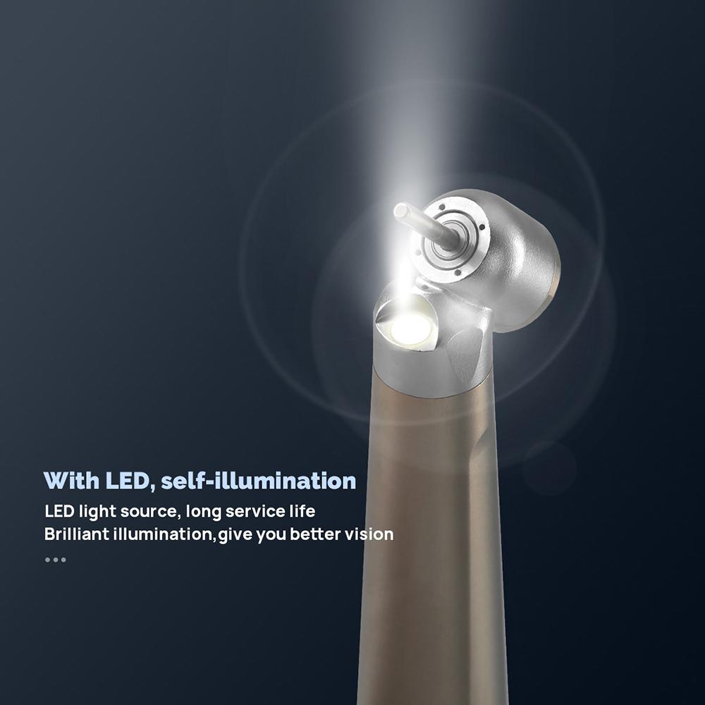 Dental 45 Degree E-generator High Speed Handpiece LED Titanium Plating Standard Head Single Water Spray Handpiece 4 Holes