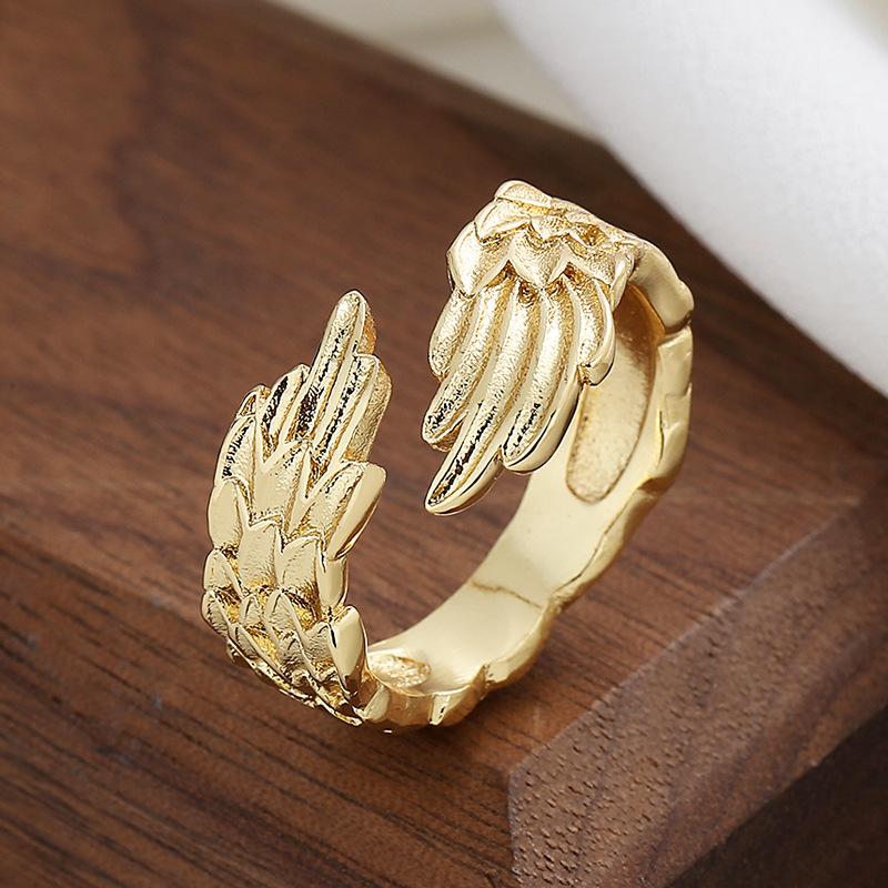 2026 Feather Zircon Ring Women s Joint Ring Niche Design Cold Wind Super Immortal Ring Resizable золотой