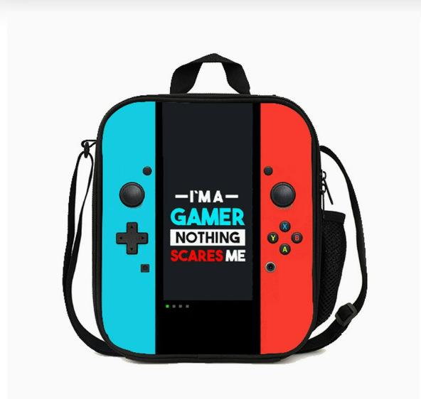 Game Console Pattern Diy Schoolbag, Primary School, Middle School Meal Bag, Pencil Bag, Backpack Three-Piece Set