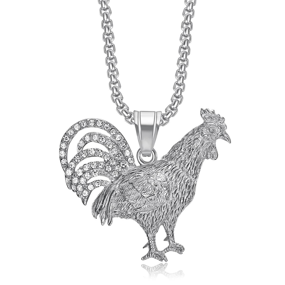 

2026 Jewelry Fashion Trend Inlaid Zircon Men s Jewelry Party Accessories Animal Chicken Zodiac Pendant Necklace 60CM