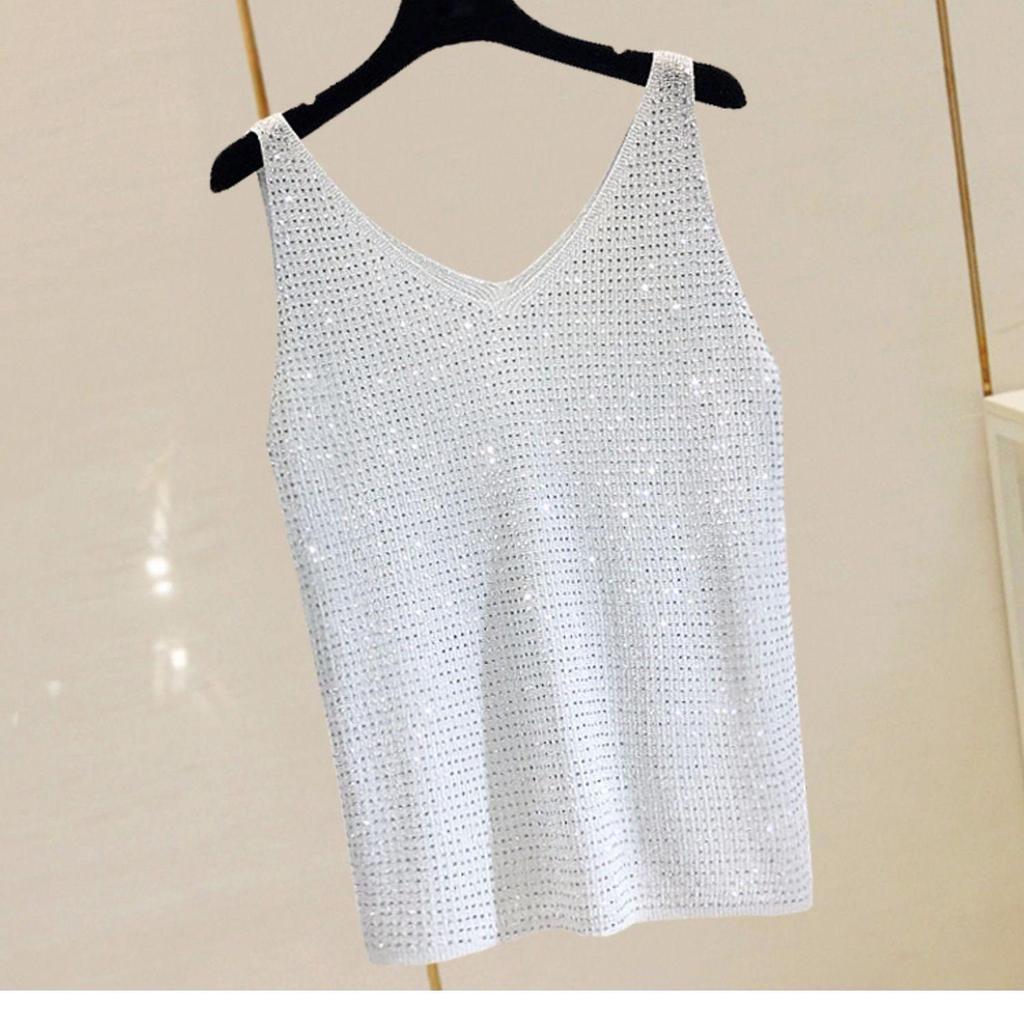 Korean Style Ice Silk Knit Sleeveless Loose Vest Top