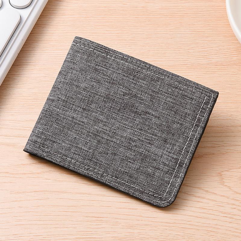 Men s Short Zipper Wallet Canvas Wallet Men s Unlabeled Ultra Thin Denim Style