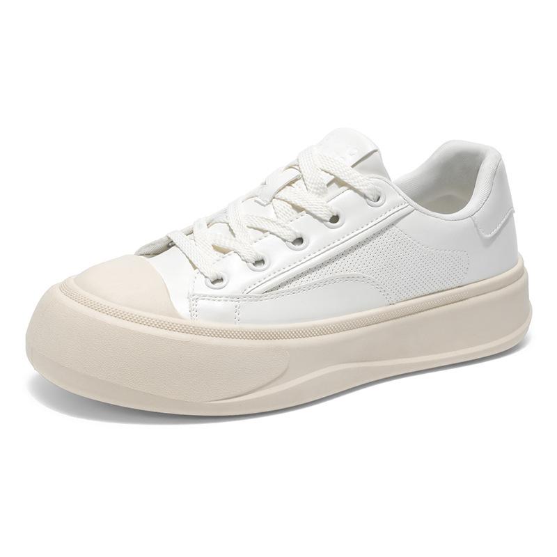 

Men s shoes spring and autumn new punching breathable leather surface flat bottom casual sports trendy shoes youth thick sole low top board shoes 44