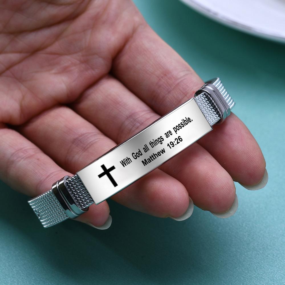 Miłość nigdy nie zawodzi inspirujące pisma święte opaska na nadgarstek chrześcijański krzyż inspirująca bransoletka jestem z tobą modne bransoletki Bangle