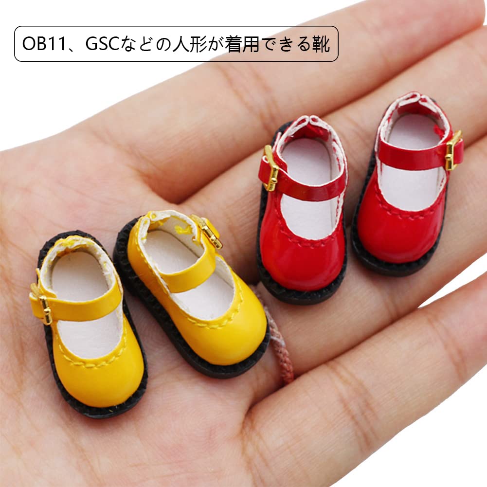YUYAKESHI ob11 OB11 Größe Lederschuhe für Obitsu Puppe 11cm Körper, OB11 Schuhe, GSC Schuhe, Stiefeletten, OB11 Leder Figuren-Riemen (Schwarz)