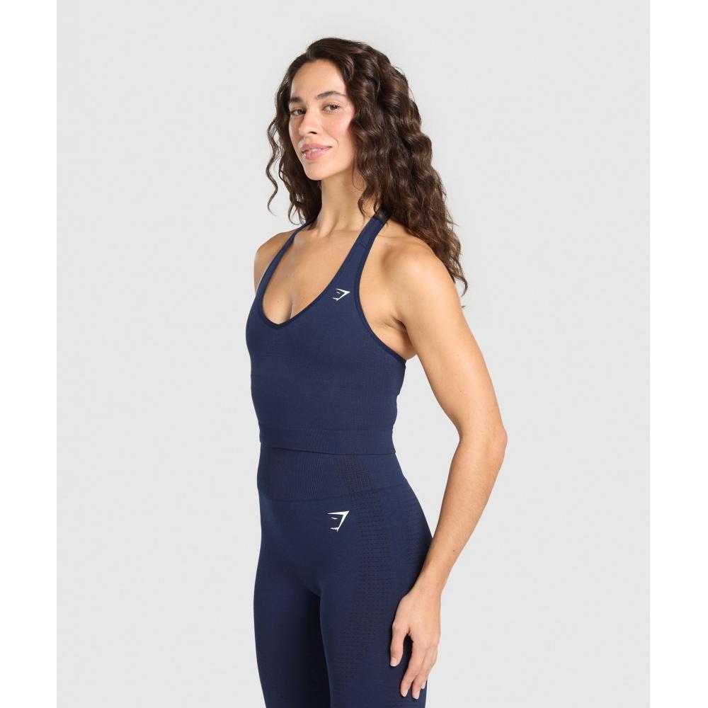 Gymshark Vital Seamless Halter Neck Tank Heavy Blue Marl B2c9l Ucw7