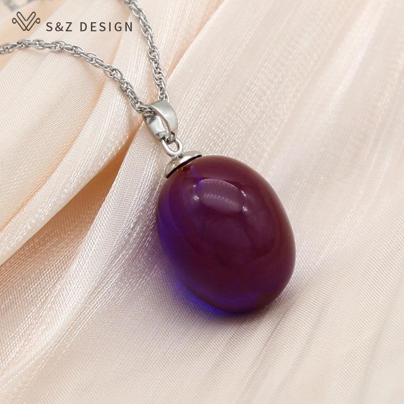 Fashion Colorful Egg Shape Oval Acrylic Beads Pendant Necklace For Women Wedding Party Elegant Fine Jewelry