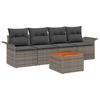 Garden Sofa Set with Storage 5 Pcs Grey Poly Rattan