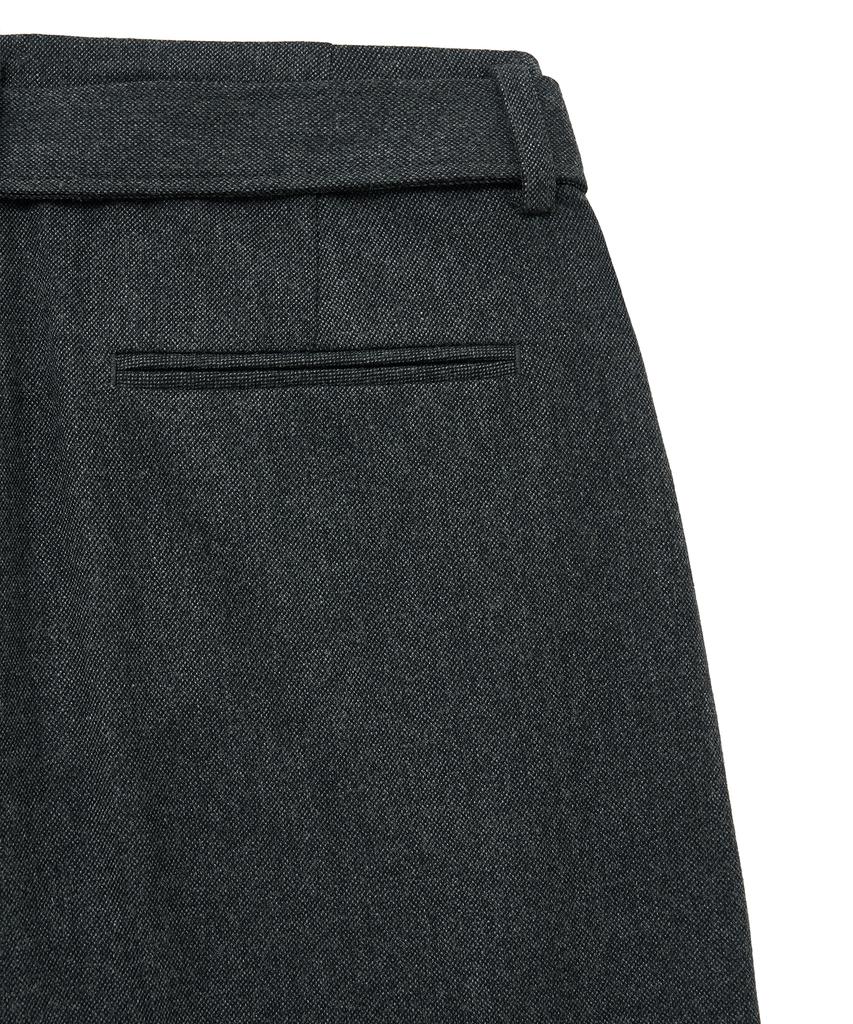 NOIRER FOR WOMAN Belted Pocket Wide Slacks (Gray)