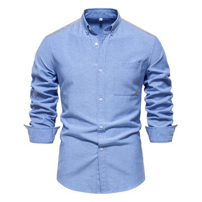 Spring New Oxford Shirt Men's Casual High-end Color-blocked Long-sleeved Tops for Men